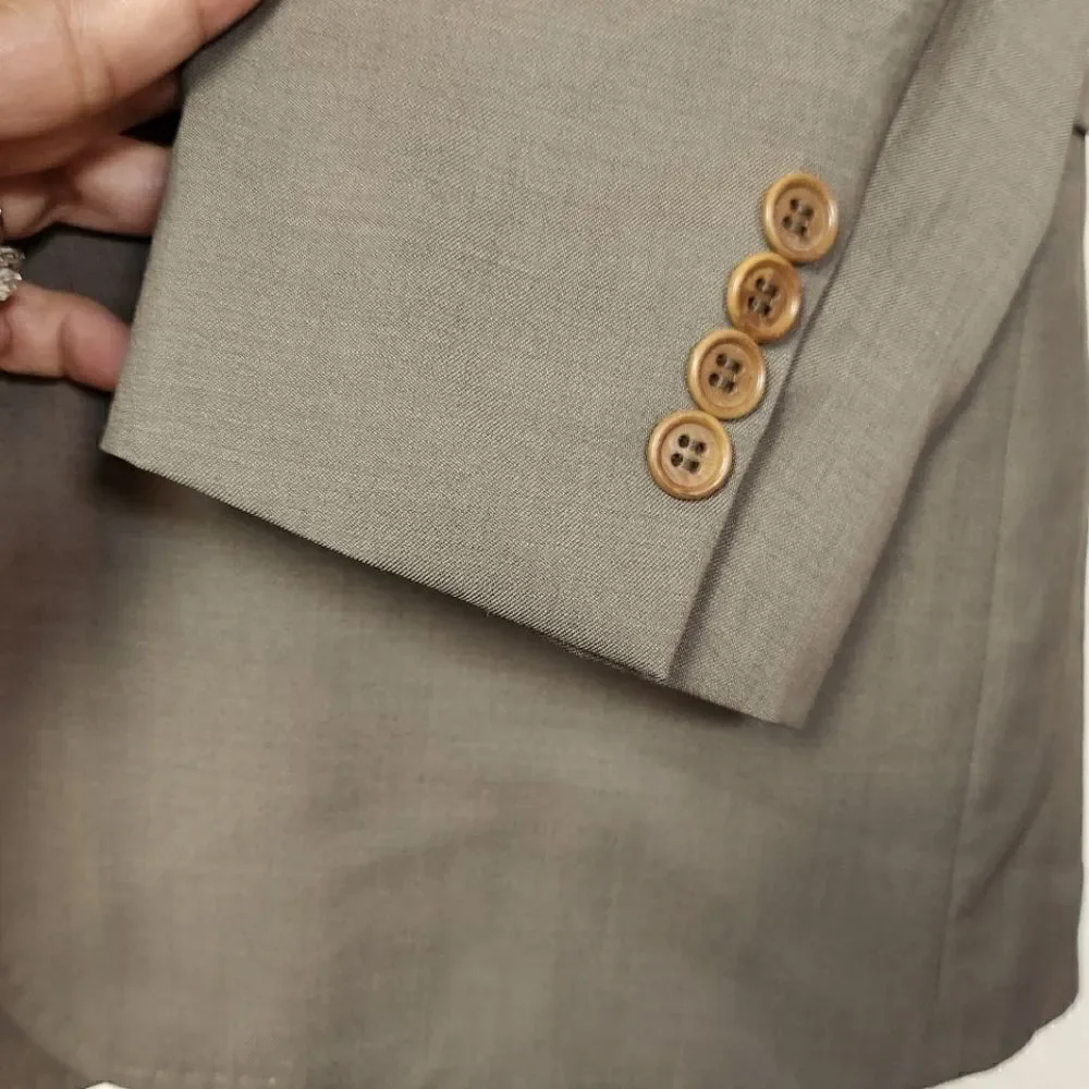 Canali Men's Wool Single Breasted Sport Coat Blazer Made in Italy Brown Size 52R